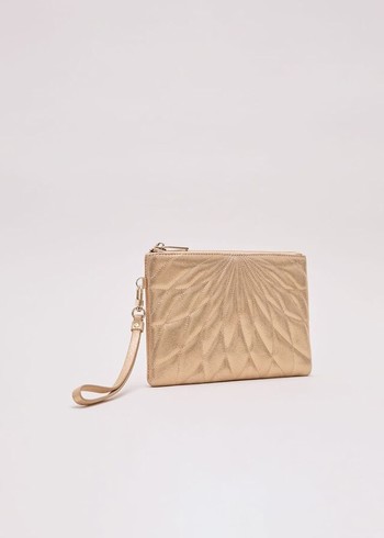 Phase Eight Gold Leather Crossover Stitch Bags Gold Australia | LY1940835